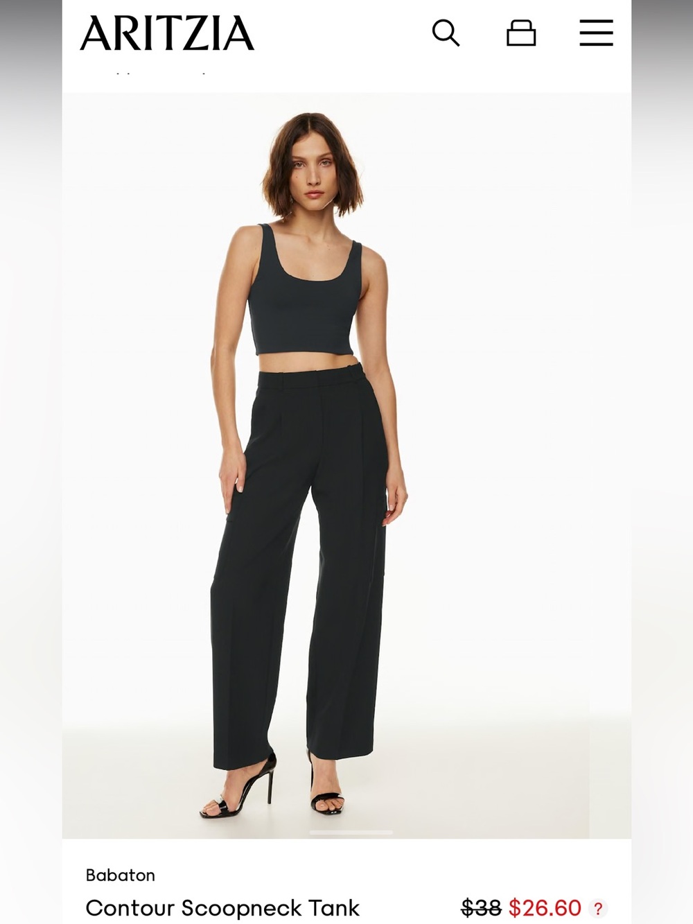 Babaton Black Contour Scoopneck Tank